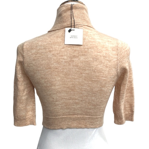 Zara Wool Blend Short Sleeve Turtleneck Crop Top Tan Size Small - Picture 5 of 12